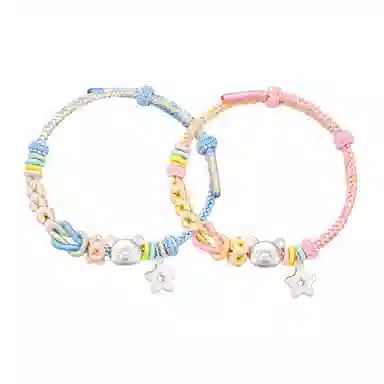 【999足银】 央创时尚 小熊贴贴星星手绳 可爱立体磨砂甜美浪漫多巴胺色萌趣手工编织如意结幸运星#好运 足银 手绳 男女同款情侣款