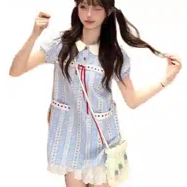 苏九儿 甜美娃娃领可爱减龄短袖连衣裙 女款