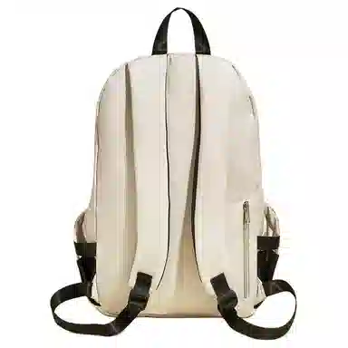 老人头 简约时尚潮流通勤高级感短途旅行出行背包大学上课 织物 双肩包 男女同款情侣款 杏色