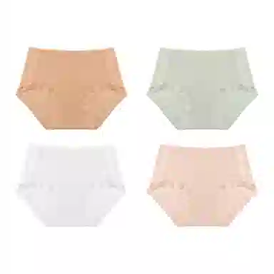欧迪芬 无痕裸感冰丝轻薄透气不夹臀速干抗菌底裆不勒大腿面膜裤夏季清凉感四件装内裤 女款