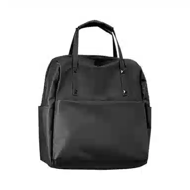 老人头 简约轻便时尚通勤上班百搭 合成革 双肩包 男女同款情侣款 黑色