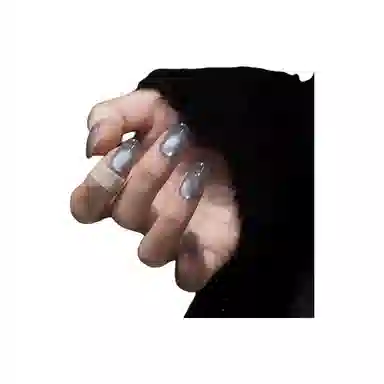 计轩 冰河世纪气质清冷风高级蓝玻璃珠猫眼显白纯手工可拆卸穿戴甲  中梯短梯短方短方圆短圆短款中长款冰河世纪渐变
