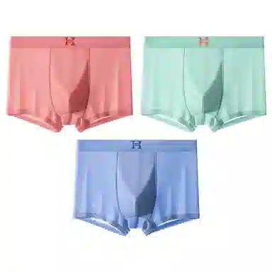 贴身领域 冰丝无痕抗菌纯色简约平角裤中腰内裤 男款