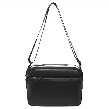 老人头 时尚休闲高级感通勤百搭 头层牛皮 单肩手提包 男款 黑色