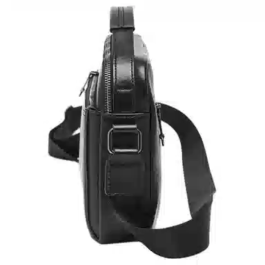 老人头 时尚休闲高级感通勤百搭 头层牛皮 单肩手提包 男款 黑色