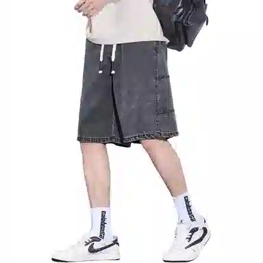 太子龍 夏季薄款宽松直筒休闲五分轻奢美式高级感潮牌牛仔短裤 男款