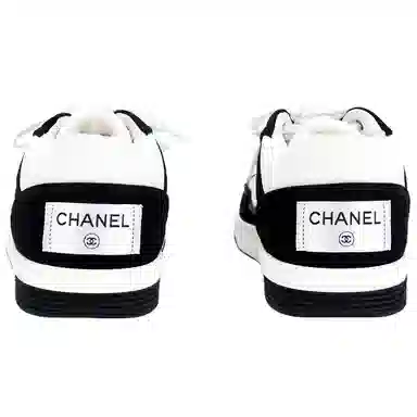 CHANEL Low Top Sneakers Black White