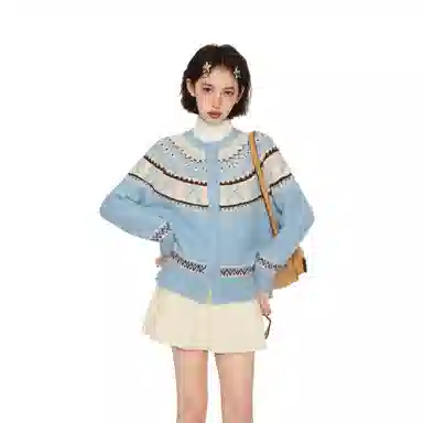 柏黛妃 复古提花针织简约百搭卫衣 女款