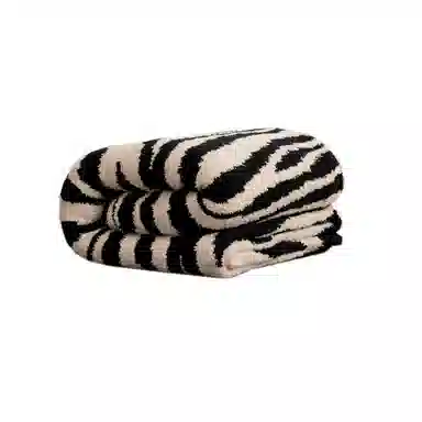 北极绒 潮流时尚高级感斑马纹半边绒轻奢高端午休办公室休闲盖毯 披肩 男女同款情侣款