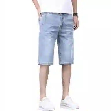 太子龍 夏季薄款宽松潮牌五分夏天潮流直筒休闲弹力牛仔短裤 男款
