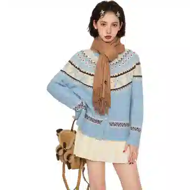 柏黛妃 复古提花针织简约百搭卫衣 女款