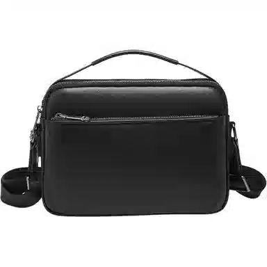 老人头 时尚休闲高级感通勤百搭 头层牛皮 单肩手提包 男款 黑色