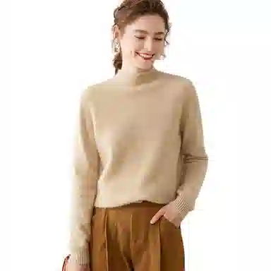 恒源祥 轻盈柔软时尚百搭半高领纯色保暖羊绒衫 女款