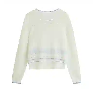 茵曼 撞色条纹镂空针织开衫长袖毛衣 女款