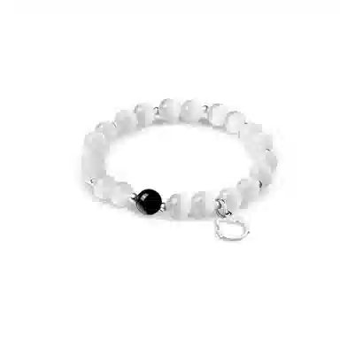 【S999镂空小猫】 京华录 招财纳福转运平安可爱猫猫足银白月光佛珠 森系简约日常通勤百搭串珠 招桃花旺事业#好运 琉璃 玉石手串 女款