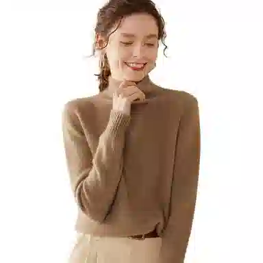 恒源祥 轻盈柔软时尚百搭半高领纯色保暖羊绒衫 女款