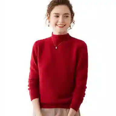 恒源祥 轻盈柔软时尚百搭半高领纯色保暖羊绒衫 女款