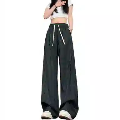 柏黛妃 美式复古格子垂坠感休闲裤 女款