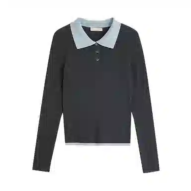 茵曼 简约翻领羊毛套头针织长袖毛衣 女款