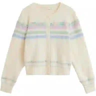 茵曼 温柔风条纹简约开衫外套毛衣 女款