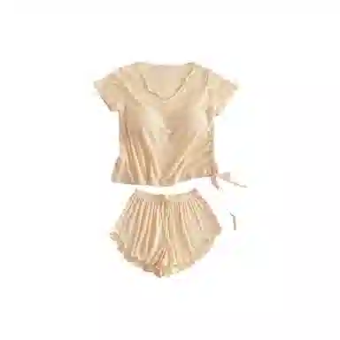 顶瓜瓜 夏季女舒适休闲短袖短裤家居服睡衣套装 女款