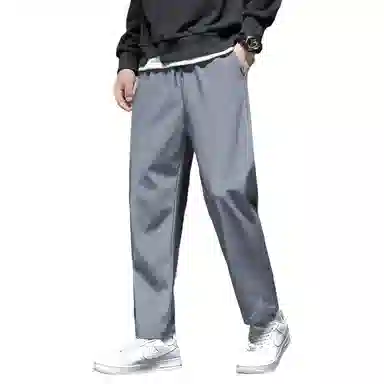 顶峰保罗 冰丝宽松薄潮牌时尚简约百搭直筒舒适抽绳无性别主义休闲裤 男女同款