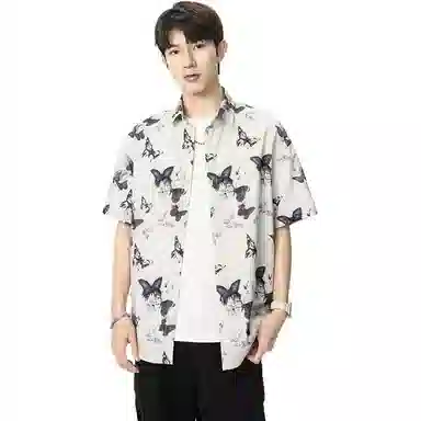 童先森 夏季薄款宽松翻领短袖衬衫 男款