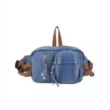 德力熊 复古百搭小众设计时尚轻便 牛仔布 腰包 常规 男女同款情侣款 多色