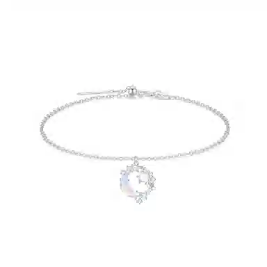 【999纯银】 福韵金 六桂福珠宝 幻梦星月 镶锆幻彩宝石星星月亮吊坠轻奢浪漫森系精致闪耀小清新设计优雅百搭锁骨链 琉璃 玉石项链 女款