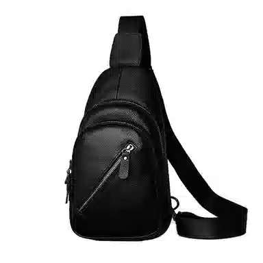 老人头 潮流高级感多功能时尚百搭 牛皮 胸包 常规 男款 黑色