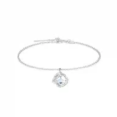 【 纯银999 蓝桉与鸟 福韵金 】六桂福珠宝 梦幻灵动吊坠轻奢森系精致闪耀简约小清新小众设计高级优雅日常百搭锁骨链 琉璃 足银项链 女款