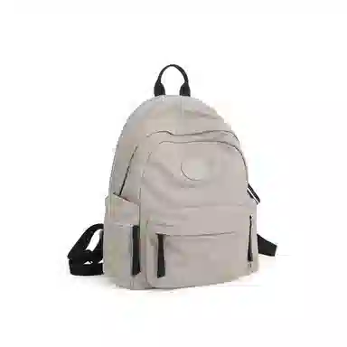 妙迪 时尚潮流纯色大容量 织物 双肩包 常规 男女同款情侣款 椰青灰