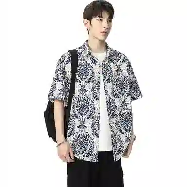 童先森 夏季薄款宽松翻领短袖衬衫 男款