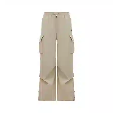 探路者 纯色户外透气速干弹力中腰宽松直筒休闲裤 男女同款