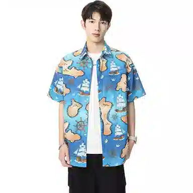 童先森 夏季薄款宽松翻领短袖衬衫 男款