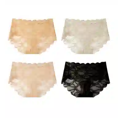 欧迪芬 无痕网纱轻薄透气蕾丝抑菌裆不夹臀不勒腿清凉款清新淡雅内裤 女款