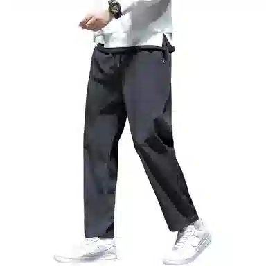 顶峰保罗 冰丝宽松薄潮牌时尚简约百搭直筒舒适抽绳无性别主义休闲裤 男女同款