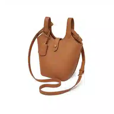 老人头 韩系百搭高级质感小众通勤腋下 合成革 单肩水桶斜挎包 女款 陶土棕/泥灰色