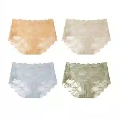 欧迪芬 无痕网纱轻薄透气蕾丝抑菌裆不夹臀不勒腿清凉款清新淡雅内裤 女款