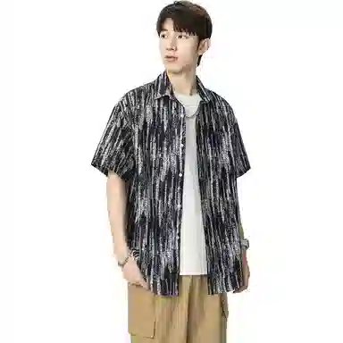 童先森 夏季薄款宽松翻领短袖衬衫 男款