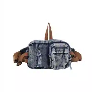 德力熊 复古百搭小众设计时尚轻便 牛仔布 腰包 常规 男女同款情侣款 多色