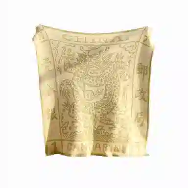 北极绒 小众国潮大龙邮票潮流复古风半边绒空调午睡办公室盖#好运 披肩 男女同款情侣款