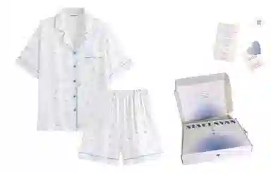 夏芬妍 甜美可爱波点贝壳冰丝翻领短袖短裤家居服柔软舒适休闲可外穿夏季睡衣套装 女款