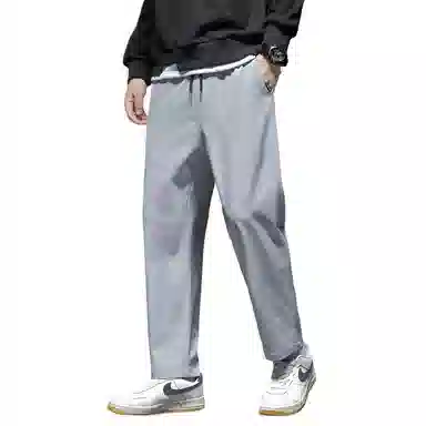 顶峰保罗 冰丝宽松薄潮牌时尚简约百搭直筒舒适抽绳无性别主义休闲裤 男女同款