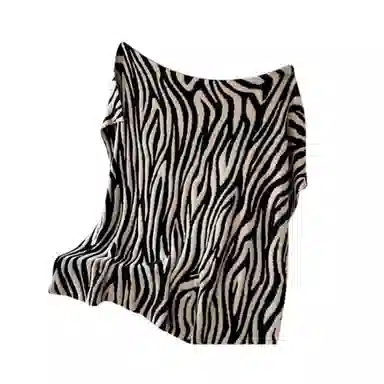 北极绒 潮流简约高级感斑马纹半边绒轻奢高端午休办公室休闲盖毯 披肩 男女同款情侣款