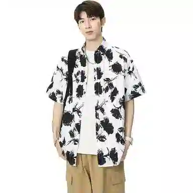 童先森 夏季薄款宽松翻领短袖衬衫 男款