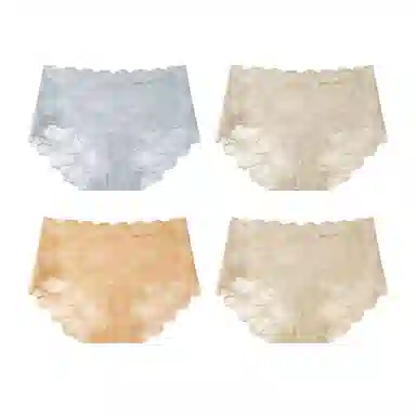 欧迪芬 无痕网纱轻薄透气蕾丝抑菌裆不夹臀不勒腿清凉款清新淡雅内裤 女款