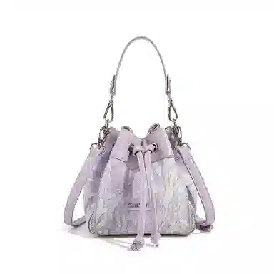 MACKJANICE Embroidered Drawstring Bucket Bag