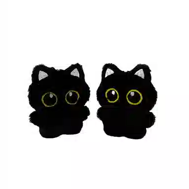 丹琴 煤球小黑猫咪 可爱卡通精灵玩偶萌趣创意手玩把件公仔书包背包挂饰百搭汽车钥匙扣 毛绒 挂件 男女同款情侣款