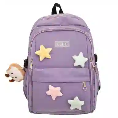 行途 可爱简约学院风 尼龙 双肩包 常规 女款 黑色/粉色/绿色/紫色